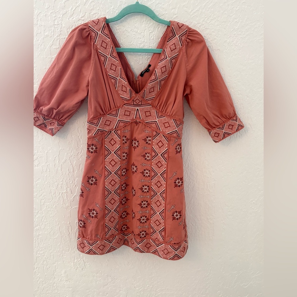 Love Sam Coral Embroidered V-Neck Tunic